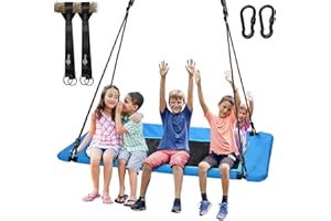 Trekassy 60" Extra Large Rectangle Tree Swing - Heavy Duty 700lb Capacity, Waterproof Platform for Kids & Adults with Complete Installation Kit & 2 Tree Straps (Blue)
