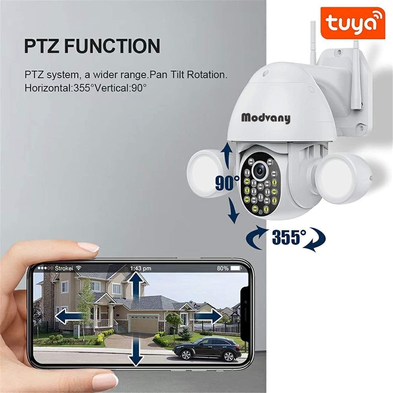 Floodlight Camera, HD Outdoor Security Camera, IP66 Waterproof, Auto Night Vision, Motion-Activated Lights and Camera, Compatible with Tuya & Smart Life, Outdoor Floodlight Lighting (3MP Camera) : Camera & Photo