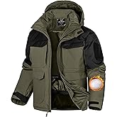 FREE SOLDIER Men's Waterproof Ski Winter Jacket Warm Winter Snow Snowboard Coat with Multi Pockets Detachable Hood