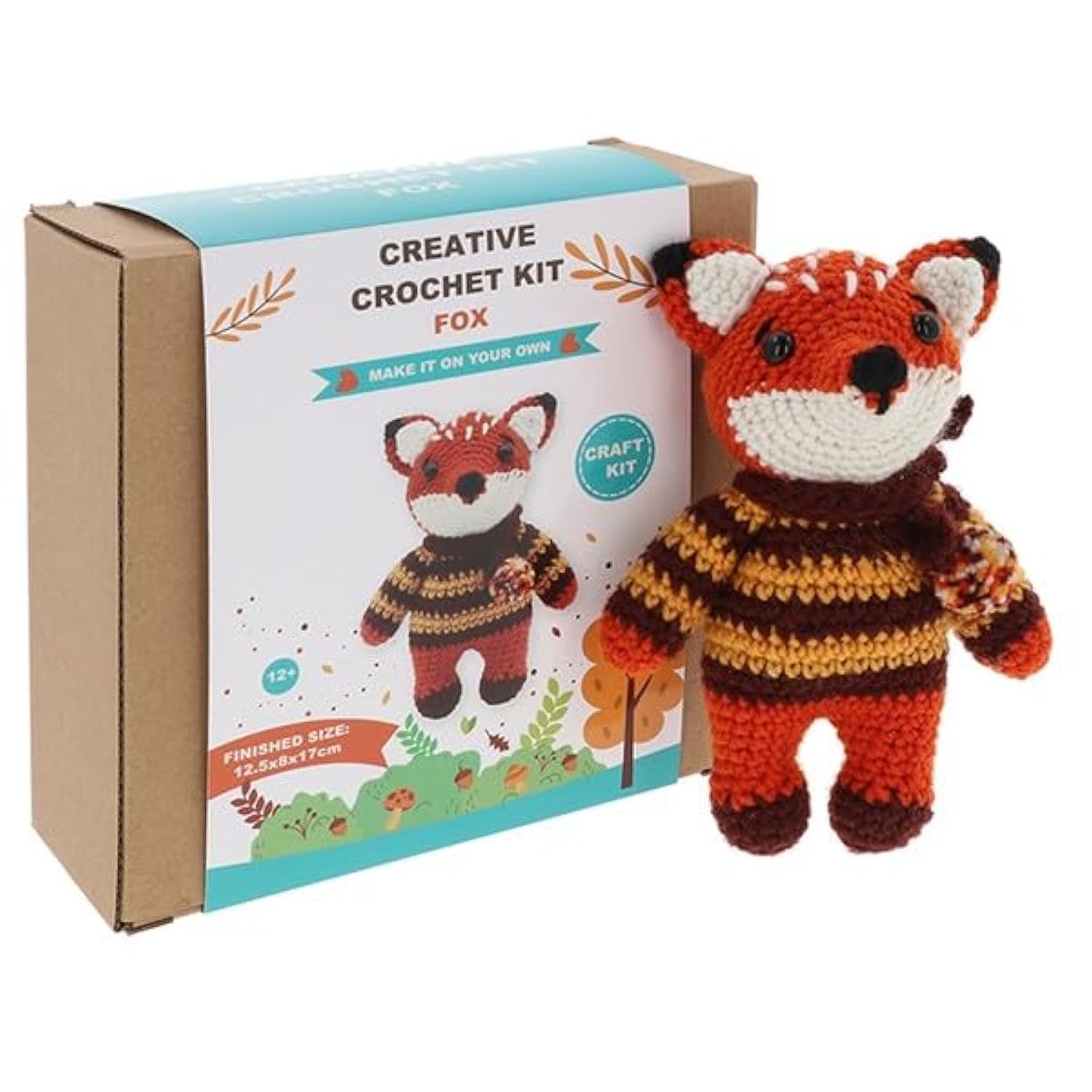 Shudehill Giftware Creative Crochet Kits Fox, Unicorn, Dog, Bee, Cat & More - Perfect for Learning or Experienced Crocheters (Fox)