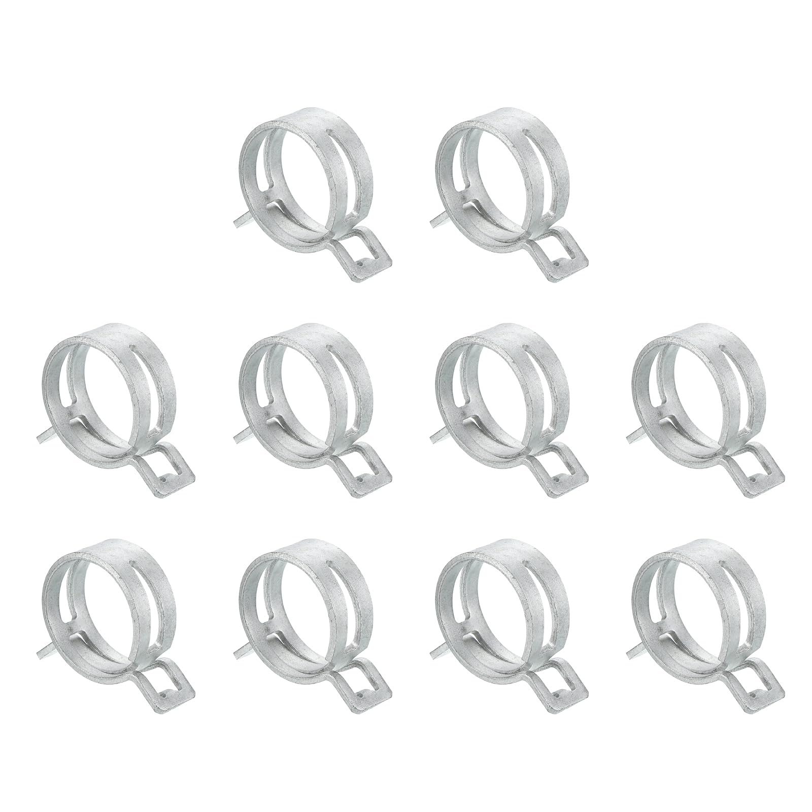 Sourcingmap 10Pcs Spring Band Type Action Fuel/Silicone Vacuum Hose Pipe Clamp, 28mm Low-Pressure Air Spring Hose Clip Clamp for Automotive Oil Pipe Water Pipe, Silver