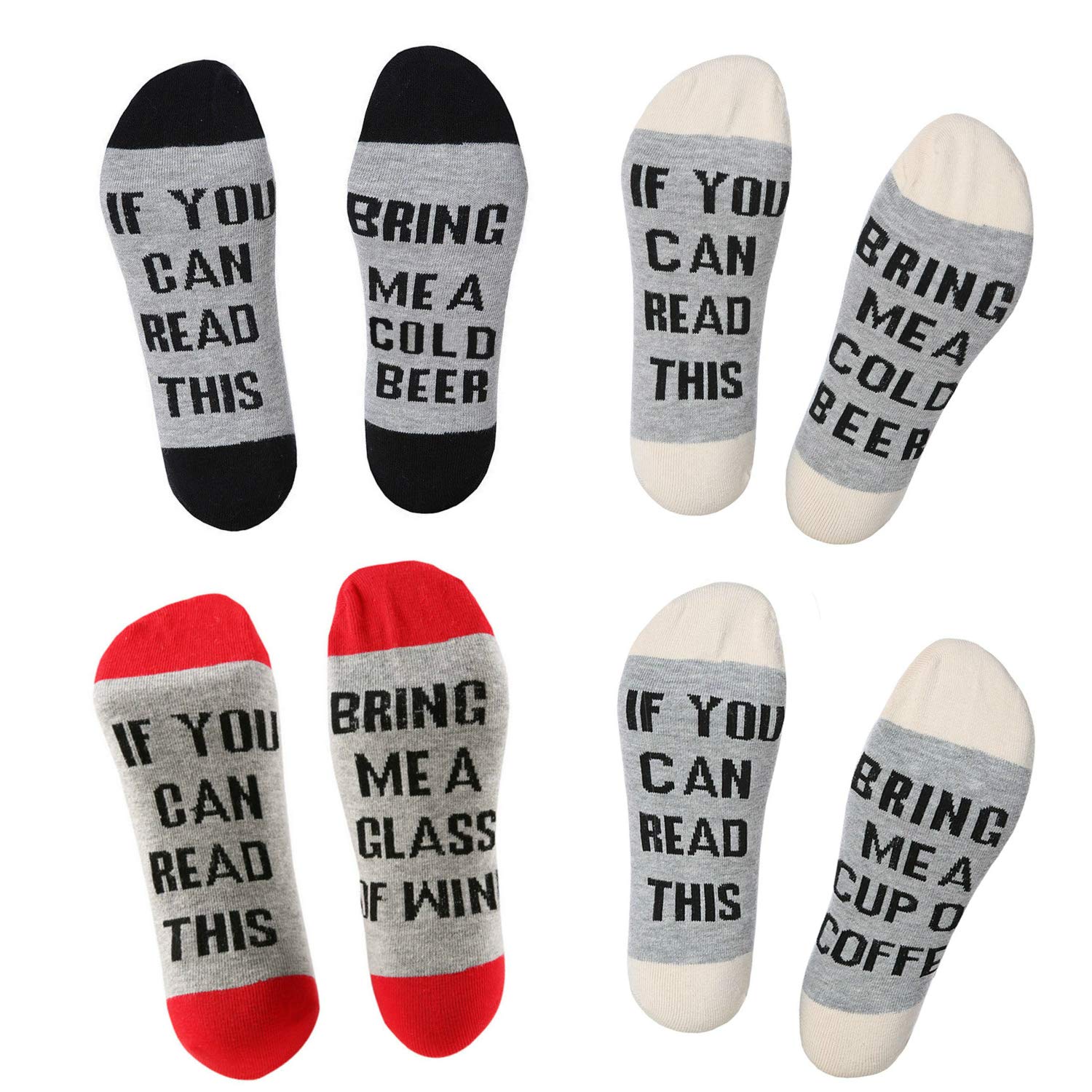 Women's Funny Socks, If You Can Read This Funny Socks (4 Pair) aooty