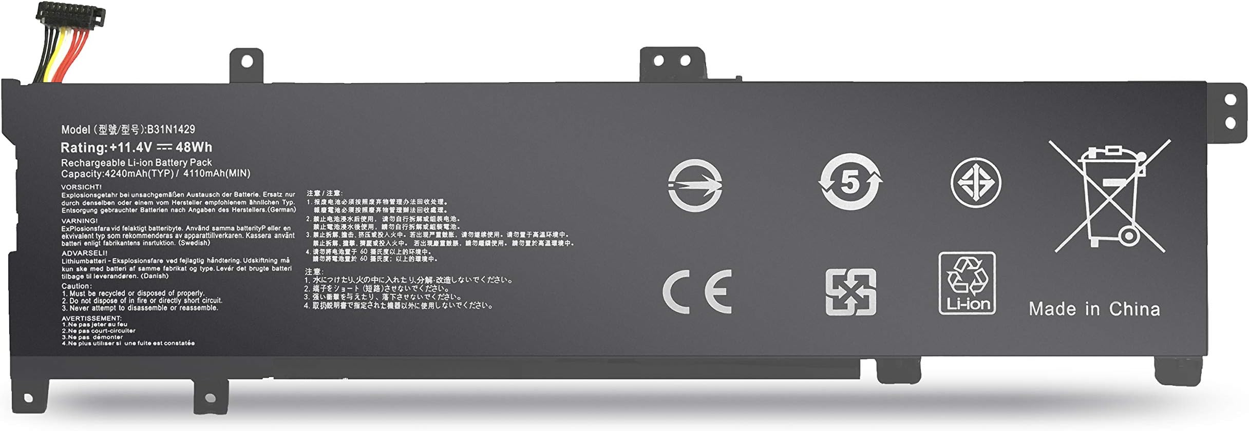 B31N1429 Laptop Battery Replacment for Asus K501LB K501LX K501U K501UB K501UX K501UW K501LB5200 K501LB5200 K501LB5500 K501LX-NH52 Vivobook A501LX Notebook PC (11.4V 48Wh)