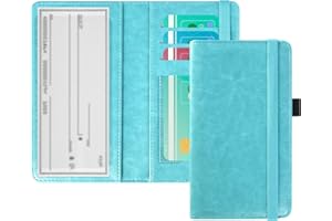 ACdream Checkbook Cover, Leather RFID Blocking Check Book Wallet, Protective Premium Business and Personal Duplicate Checks Holder, with Credit Card Slot for Women Men