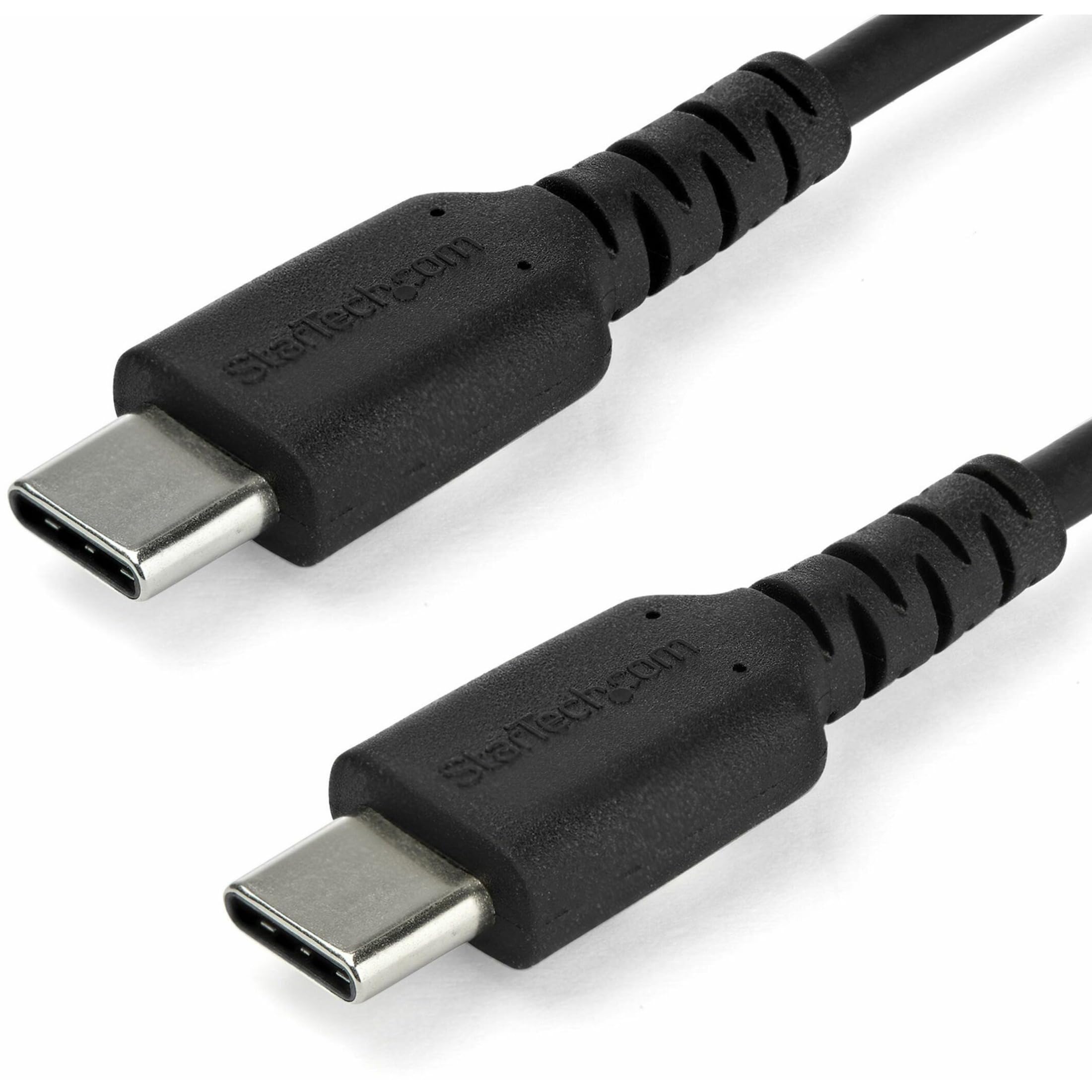 StarTech.com 1m USB C Charging Cable - Durable Fast Charge & Sync USB 3.1 Type C to USB C Laptop Charger Cord - TPE Jacket Aramid Fiber M/M 60W Black - Samsung S10 S20 iPad Pro MS Surface (RUSB2AC1MB)