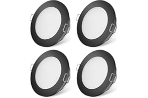 GZV RV Puck Light, RV Boat Recessed Ceiling Light, DC 12V Led Light for Under Cabinet Camper Van Truck Motorhome Sailboat Interior Lighting, 4 Pack (4100K with Black Finish Cool White)