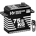 WOAEIUOS 75KG Brushless Servo Waterproof High Voltage High Torque Digital Servo Upgraded All Aluminum Case for 1/5 1/8 1/10 RC Car Crawler Boat Robot