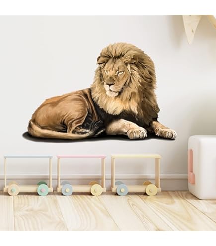 Sticker Mural Lion, Autocollant, Animaux, Art Mural, Décalcomanie, 3D, Murale - Maison