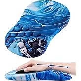 Laokiiy Mouse Pad Wrist Support, Ergonomic Mouse Pad with Wrist Rest, Comfortable Computer Mouse Pad for Laptop, Pain Relief Mousepad with Non-Slip PU Base Ocean Blue