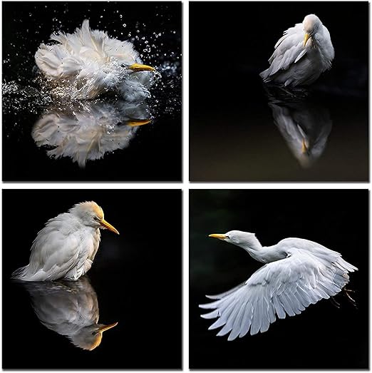 Amazon Com A Cup Of Tea Egret Modern Canvas Prints Birds Wall