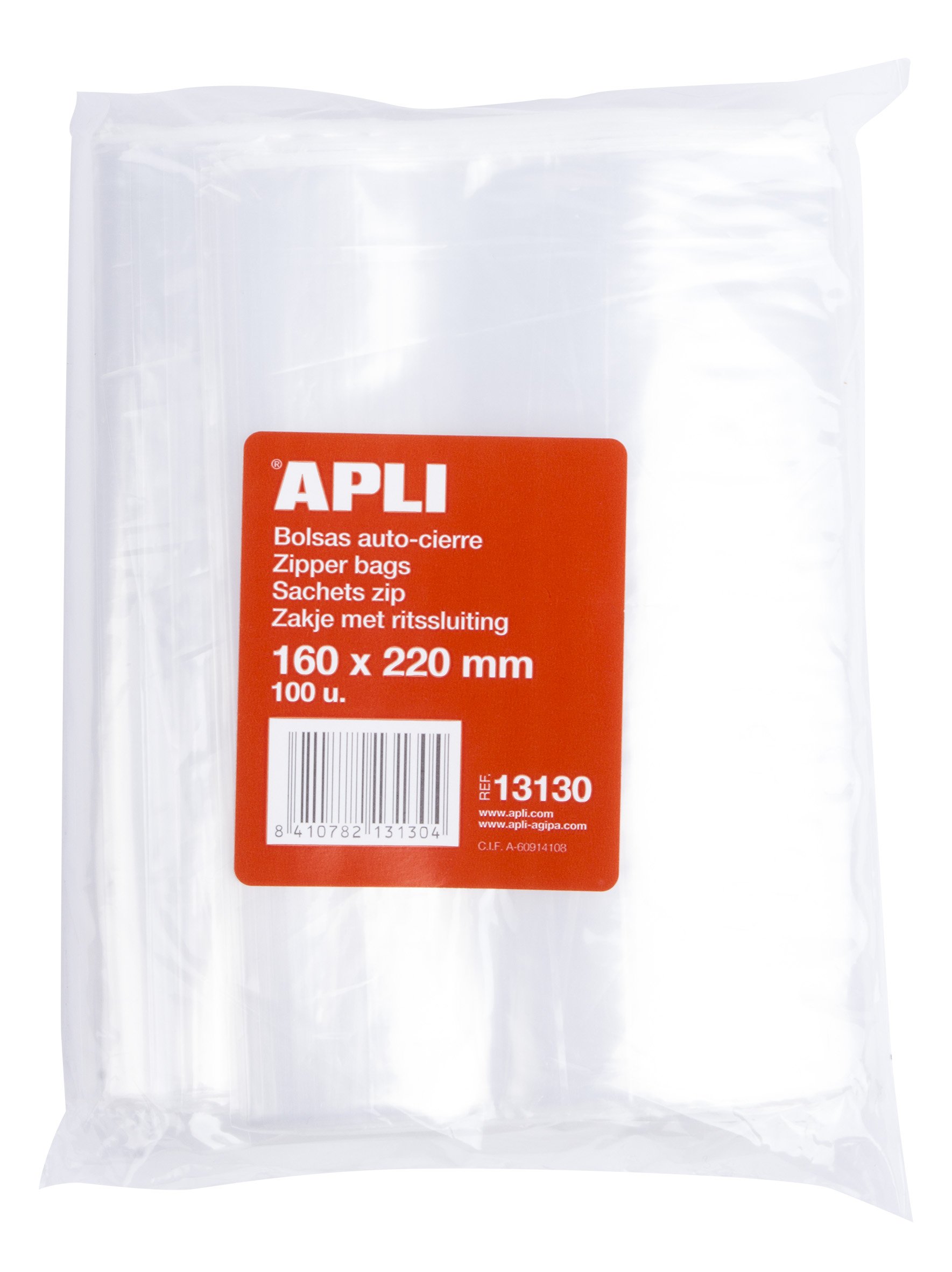 APLI 13130 – Cellophane Self Seal Bags, Pack of 100, 160 x 220 mm