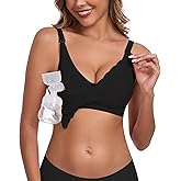 Vinfact Hands Free Pumping Bra Seamless Nursing Pump Bras Comfort Maternity Pumping Bras with Padding, Wireless Black