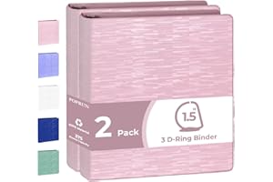 POPRUN 3 D-Ring Binder 1.5 Inch, PVC-Free Durable Organizer with 2 Inside Pockets for School & Office, Heavy-Duty Binder Hold