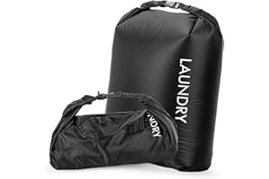 SCANDIHOME Travel Laundry Bag, Vacuum Compression Dirty Clothes Travel Bag Waterproof Wet Dry Bags Large Capacity Space Saver Bags Reusable Camp Clothes Organizer for Sports College Dorm Laundromat (1 Pcs )Black