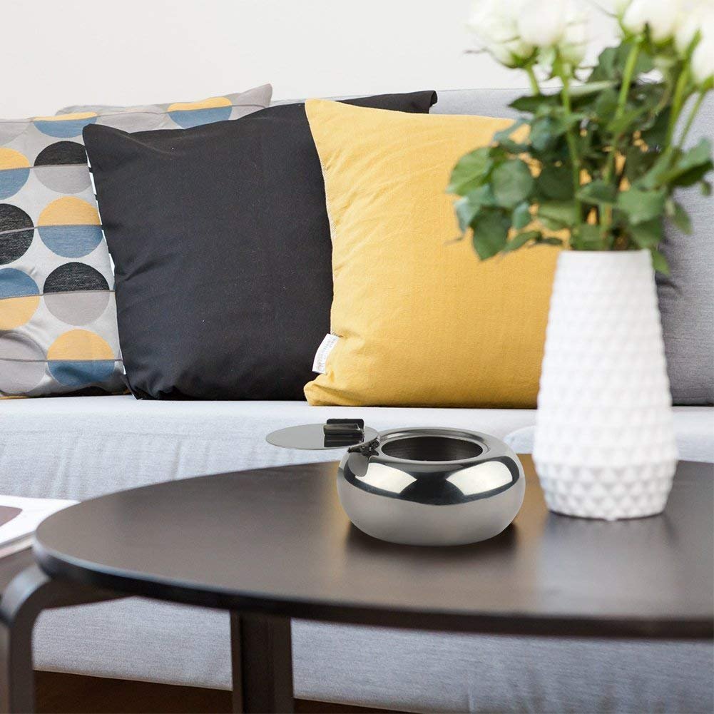 Ciaoed Stainless Steel Ashtray with Lid&Ciagarette Holder for Outdoor or Indoor