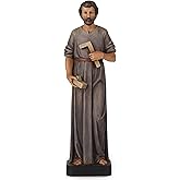 BC Catholic Saint Joseph Statue The Worker, 11" H Patron Saint of Families & Travelers Catholic Decor Indoor, Religious Gifts for Labour Days Hand Painted by Buildclassic