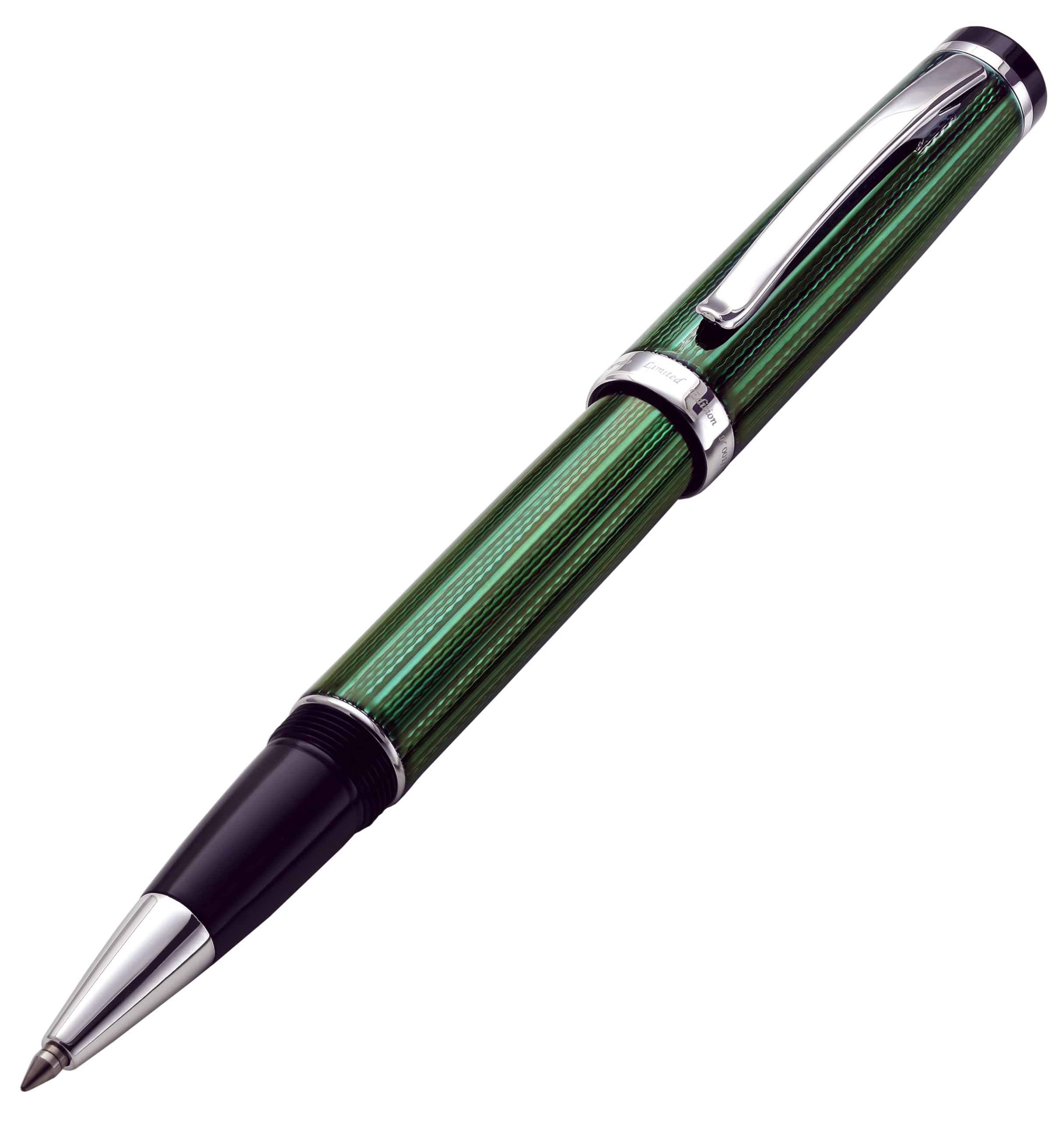 Xezo Incognito Rollerball Pen, Fine Point. Forest Green Color with Pure Platinum Plating. Handcrafted, Limited Edition, Serialized