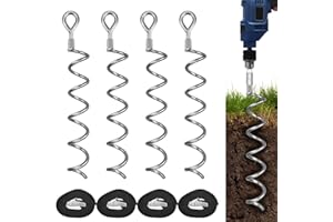 XYADX16.3 Inch Spiral Ground Anchor Heavy Duty Earth Anchor Kit for Tents, Trampoline, Garden Fence, Sheds, Swings, Canopies,