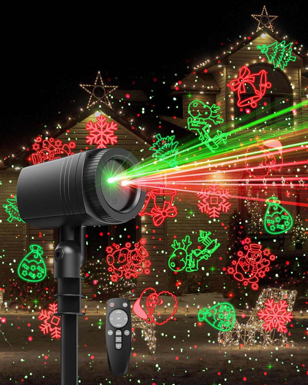 Photo 1 of ***(USED/ UNABLE TO TEST)***Enjoyedled Christmas Projector Lights Outdoor, 9 High-Definition Patterns Laser Light Projector with Remote and Timer, Party Lights for Indoor Outdoor Garden Holiday Decoration Halloween New Year