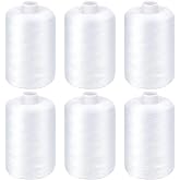 White Thread for Sewing, 6 Spools of 1000 Yards Polyester Quilting Thread | All Purpose Sewing Thread Black, 6 Rolls x1000 Yards Polyester Quilting Thread for Sewing Machine, Hand Stitching Embroidery