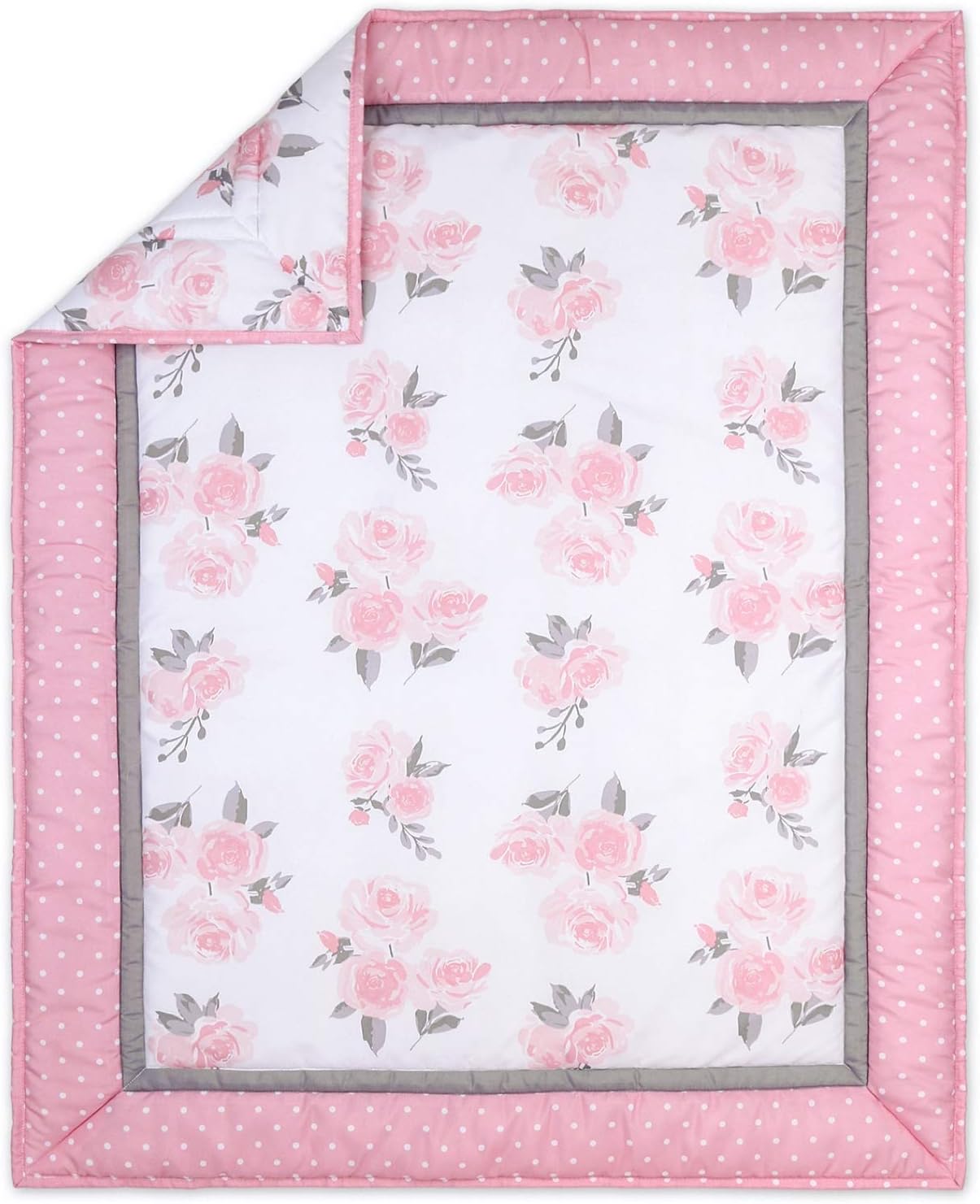 The Peanutshell Pink Floral Crib Bedding Set for Baby Girls, 3 Piece Nursery Collection: Kitchen & Dining
