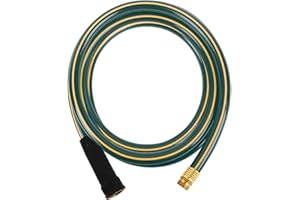 SOLUTION4PATIO EXPERT IN GARDEN CREATION Solution4Patio Short Leader Green Garden Hose 5/8 in. x 12 ft. -Kink Free, Leakproof, Male/Female Fittings -Heavy Duty Durable Flexible Lightweight Water Pipe -Brass Aluminum Ends for Household & Yard