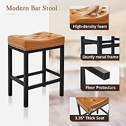 LUE BONA Counter Height Bar Stools, 24 Inch Saddle