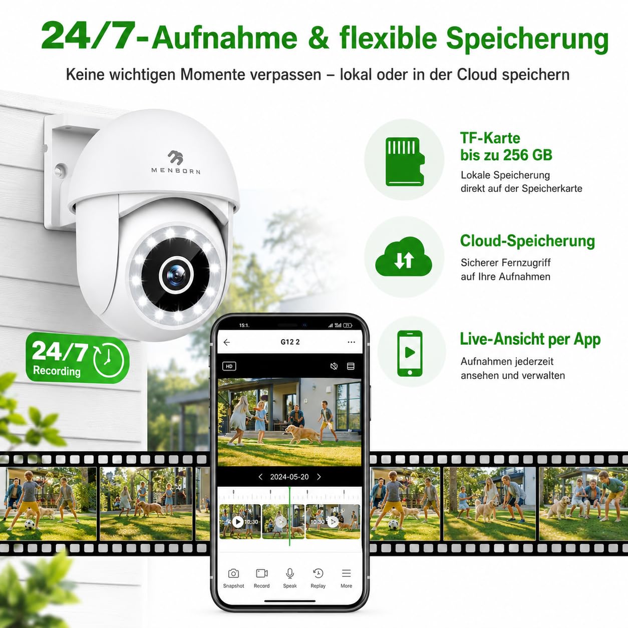 Überwachungskamera Aussen WiFi 6, WLAN Kamera Outdoor 2,5K mit 2,4/5GHz 8