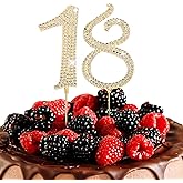 AOZUO 18 Number Cake Topper, Crystal Rhinestones, Rose Gold, 9 Pieces, Cake Decoration, Birthday & Anniversary
