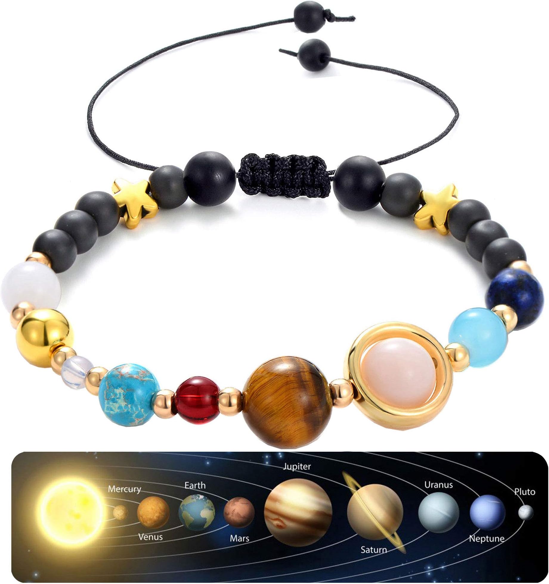 CULOVITY Solar System Bracelet Gemstone Astronomy Galaxy The Nine Planets Guardian Bracelets Jewelry for Womens Mens