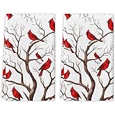LIOQUN Cardinal Hand Towel Set of 2, Red Bird Hand Towels, 18x26 Inch, Christmas Towel for Bathroom Home Kitchen, Soft Towel Red Cardinal Bird Decoration, Winter Holiday Decor Towels