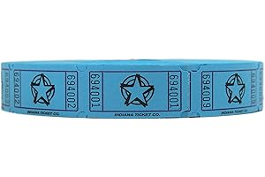 INDIANA TICKET CO. 2000 Raffle Tickets, Star, Blue, Single Roll, Tickets for Events, Entry, Classroom Reward, Fundraiser & Prizes (1 of 8 Colors)