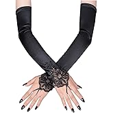 MASIKA Women's Black Long Gloves, Fingerless Gloves, Party, Opera, Evening Dress, Role Playing Accessories.