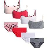 Sweet Princess Girls Underwear Set - 8 Piece Soft Stretch Girls Seamless Training Bra and Matching Hipster Panties