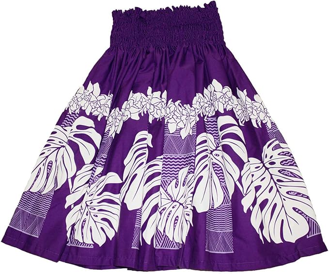 Hawaiian Pa'u Polynesian Hula Dance Skirt for Womens (Black/Purple) at
