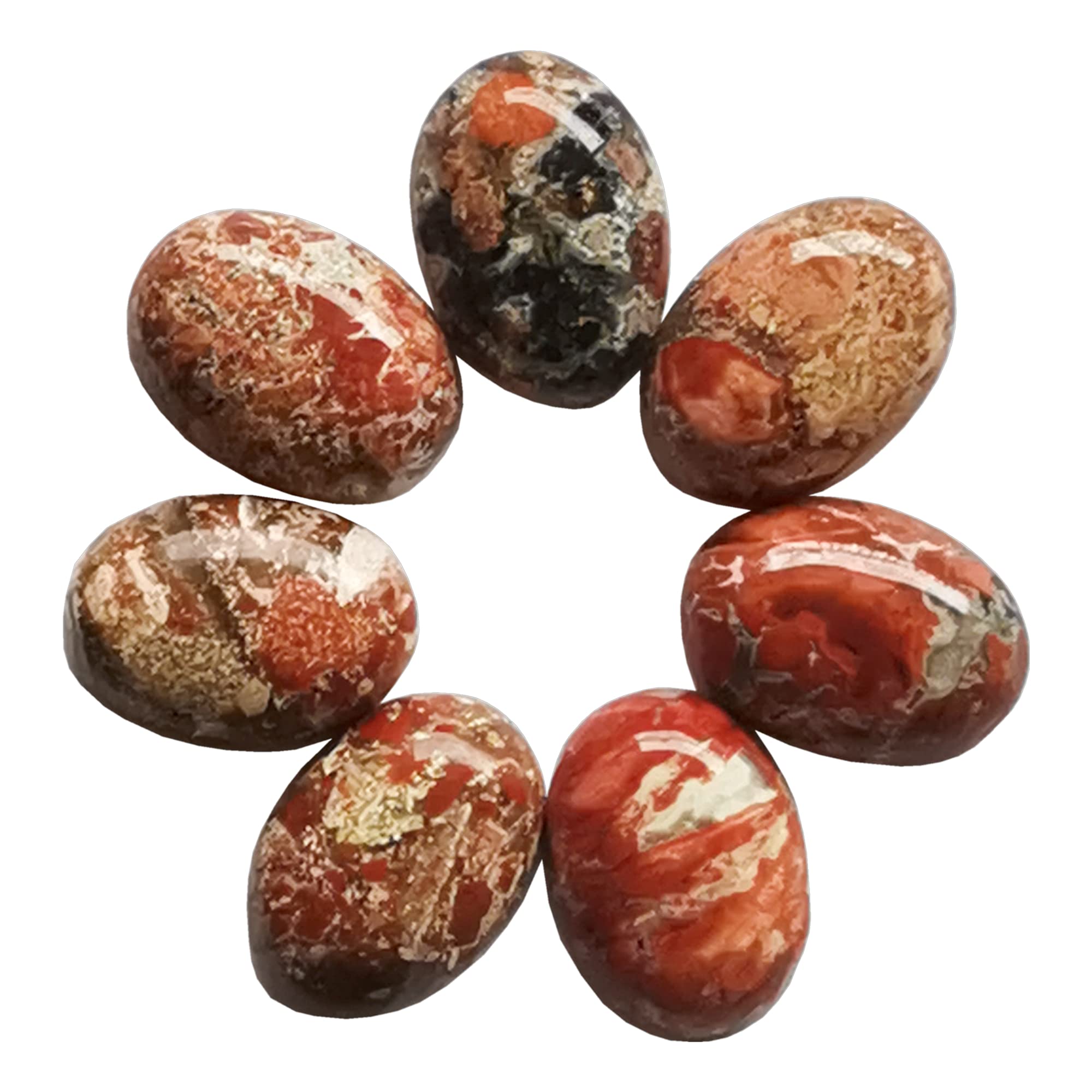 Manekieko 7 Pcs Natural Flame Jasper Oval Cabochons Flatback Crystal Stone Gemstones Beads for Jewelry Making DIY,18x13mm