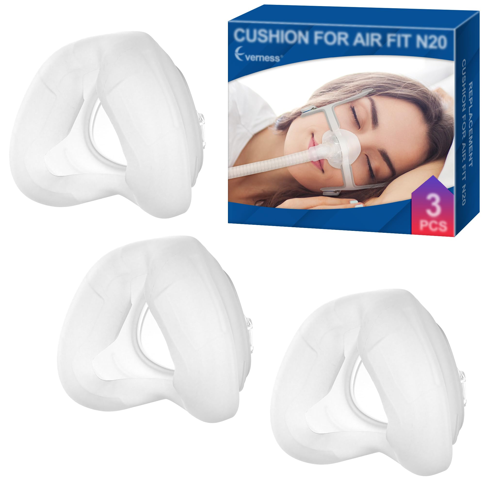 Photo 1 of 3 Packs Replacement Cushion for Airfit N20 Medium, Reliable Seal and Secure Fit, Replacement CPAP Supplies with Softer Silicone