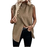 Verdusa Women's Sleeveless Sweater Vest Spring Business Casual Outfits Mock Neck Knit Pullover Sweaters Going Out Tops