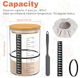 Glass Sourdough Starter Jar Kit 900ml with Wooden Lid Scale Cloth Cover view 2