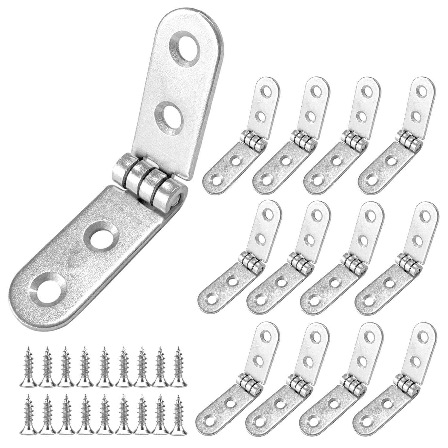 12 Pcs 180 Degree Hinges,Small Folding Flip Hinges for Wood,Cabinet,Cupboard Door, Table, Box,Furniture (Sliver) — image 1