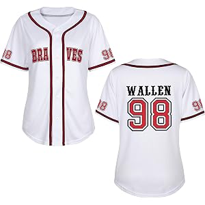 Women's 98 Baseball Jersey Country Music Vintage Button Down Short Sleeve Fan Shirt