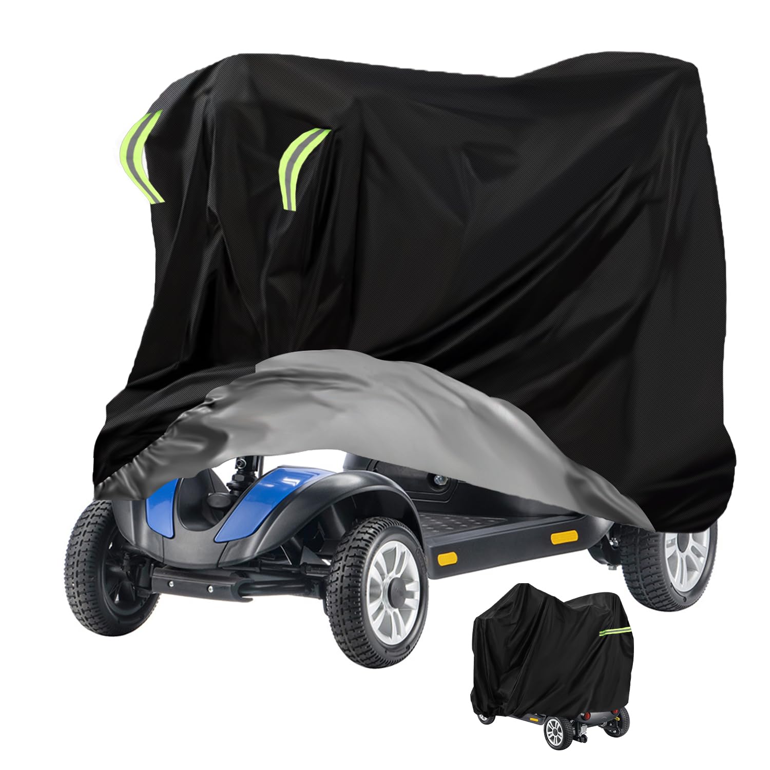 MaxAwe 190x71x117 cm Mobility Scooter Cover Waterproof, 420D Heavy Duty Wheelchair Storage Protective Cover Outdoor, Disability Scooter with Elastic Band Protect from Snow Rain Sun Dust