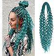 Lounoke 24 In Curly Dreadlock Extensions, 10 Strands Castleton Green Synthetic Double Ended Dreads Extensions, 100% Handmade Dreads Hippie Style Dreadlocks for Woman