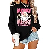 CAZYCHILD Christmas Sweatshirt for Women Merry Christmas Shirt Xmas Tree Long Sleeve Vacation Pullover Christian Tops Beige