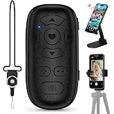 Wireless Camera Remote Control for iPhone &amp; Android, TikTok Scrolling Remote with Phone Holder and Tripod Mount Adapter, Bluetooth Photo and Video Clicker with Front/Rear Camera Switch Neck Strap