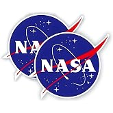 2-Pack NASA Stickers for Car Window Bumper Helmet Tumbler Laptop Smartphone or Any Smooth Surface - Weatherproof Decal Sticker - 3 inch
