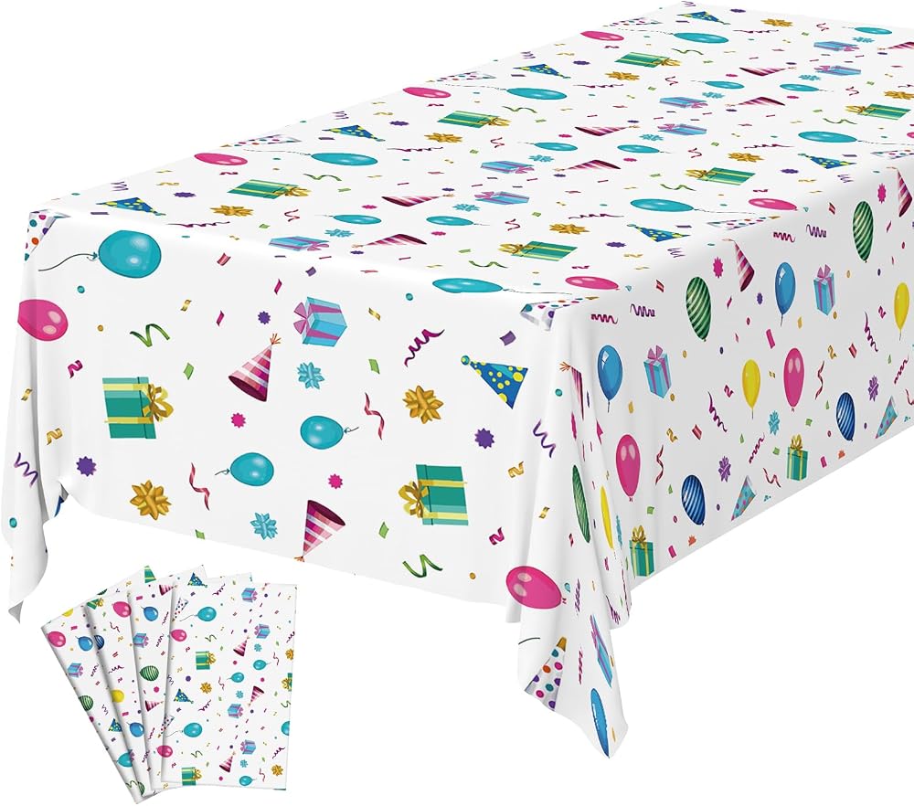 OSDUE Balloon Theme Party Tablecloth 4 Pack 137x274 cm Happy Birthday