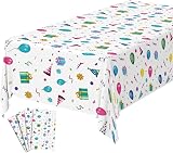 OSDUE Balloon Theme Party Tablecloth 4 Pack 137x274 cm Happy Birthday