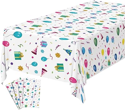 OSDUE Balloon Theme Party Tablecloth 4 Pack 137x274 cm Happy Birthday