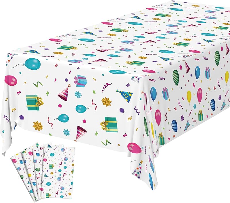 OSDUE Balloon Theme Party Tablecloth 4 Pack 137x274 cm Happy Birthday